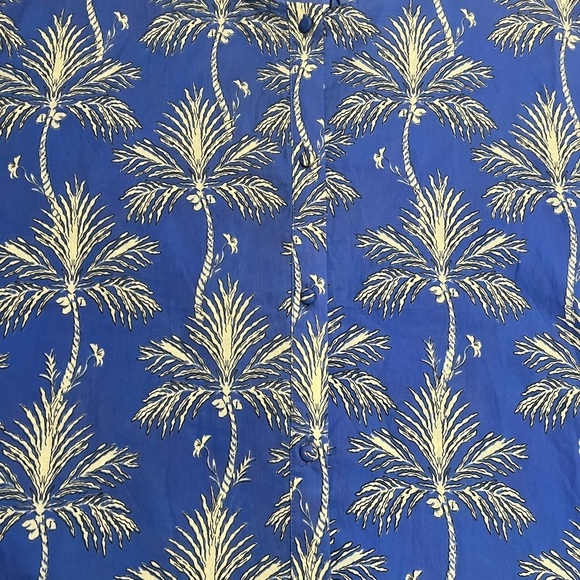 Zara Blue and White Palm Print Blouse - Picture 4 of 6